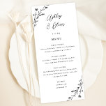 Rustic White & Black Botanical Wedding Menu Card<br><div class="desc">This lovely wedding reception menu card features a classic white background with hand-drawn wildflowers and elegant typography in black. Together these elements create an rustic yet elegant wedding menu that would be perfect for a romantic wedding any time of the year. This design coordinates with our Rustic Wildflowers wedding suite....</div>