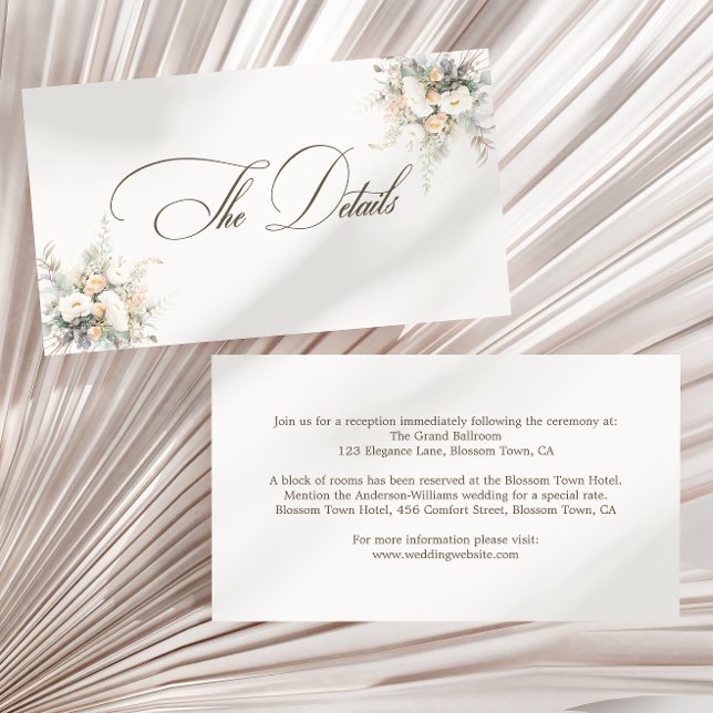 Rustic White Blooms Wedding Details  Enclosure Card (Creator Uploaded)