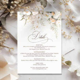 Rustic White Blooms Wedding Details Enclosure Card