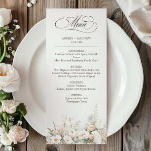 Rustic White Blooms Wedding Dinner Menu