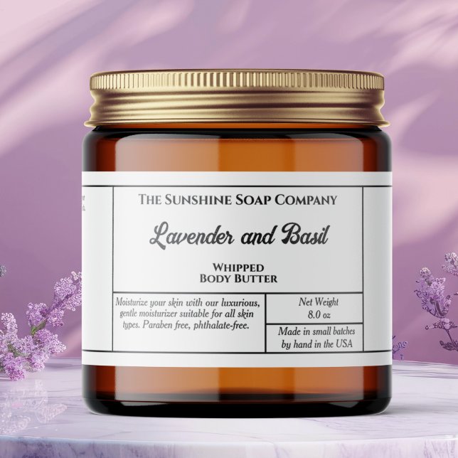 Rustic white body butter or cosmetics jar label (Creator Uploaded)