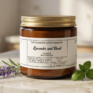 Rustic white body butter or cosmetics jar label