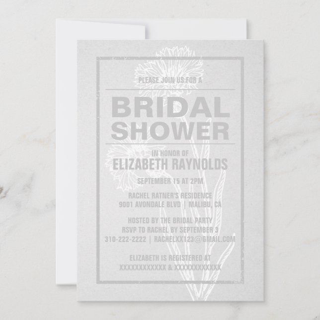 Rustic White Bridal Shower Invitations (Front)