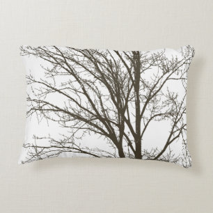 Rustic White Brown Tree Branches Decorative Cushion