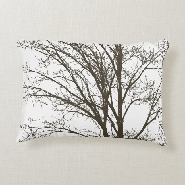 Rustic White Brown Tree Branches Decorative Cushion (Back)