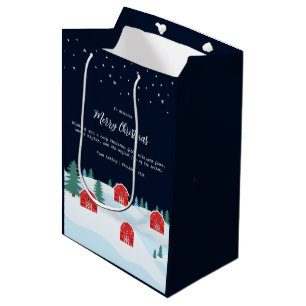 Rustic White Christmas Medium Gift Bag