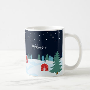 Rustic White Christmas Personalised Coffee Mug
