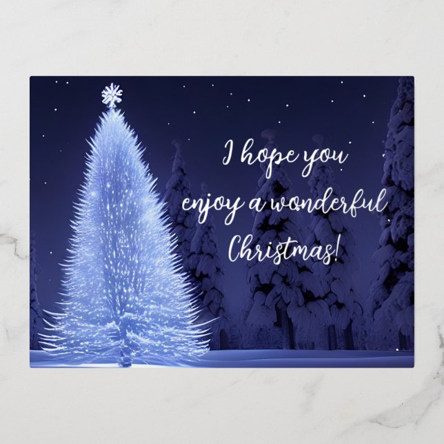 Rustic White Christmas Tree Holiday Post Card (Front)