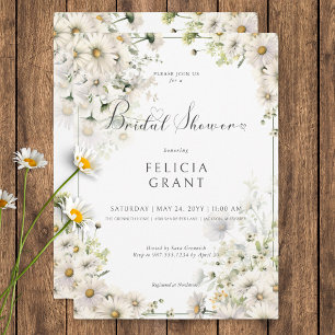 Rustic White Daisies Bridal Shower Invitation