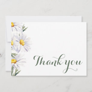 Rustic White Daisies Wedding Thank You Card