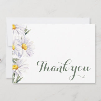 Rustic White Daisies Wedding Thank You Card
