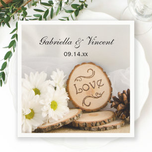 Rustic White Daisies Woodland Wedding Napkin