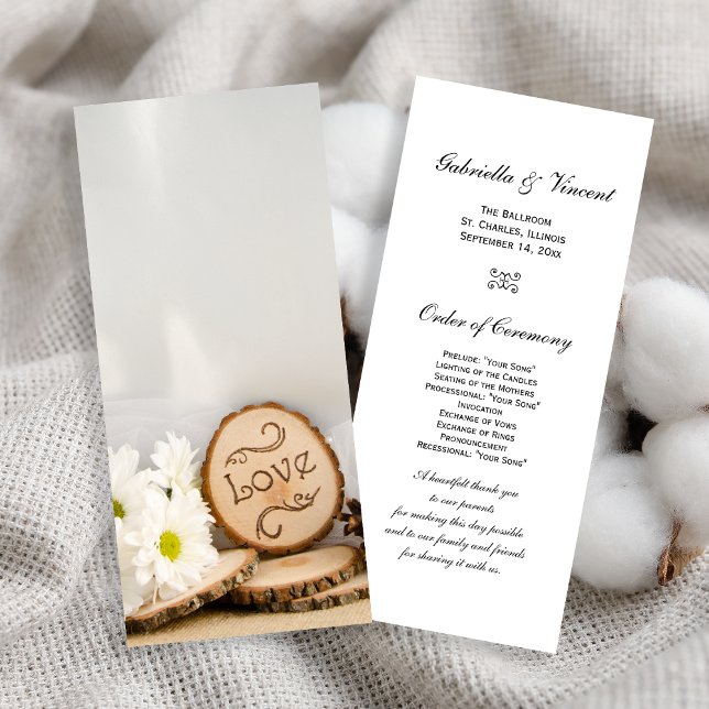Rustic White Daisies Woodland Wedding Program Programme (Creator Uploaded)