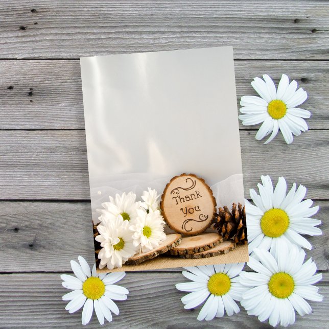 Rustic White Daisies Woodland Wedding Thank You (Creator Uploaded)