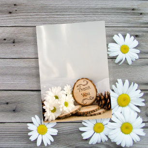 Rustic White Daisies Woodland Wedding Thank You Card