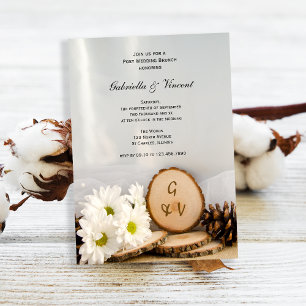 Rustic White Daisies Woods Post Wedding Brunch Invitation