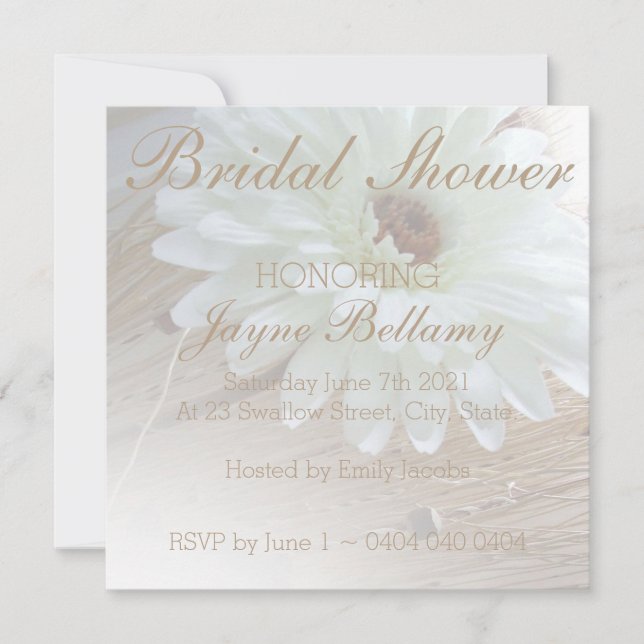 Rustic White Daisy Bridal Shower Invitations (Front)