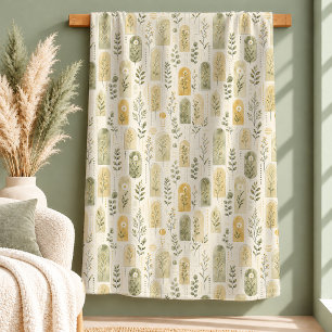 Rustic White Daisy Wildflowers Boho Fleece Blanket