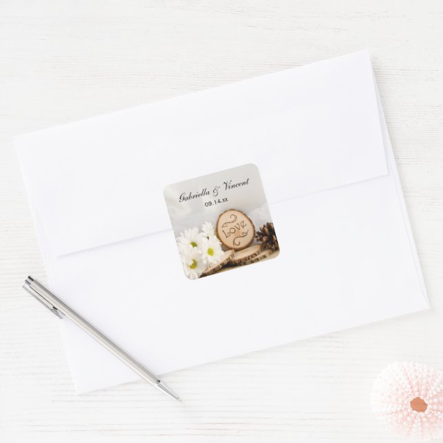 Rustic White Daisy Woodland Wedding Envelope Seals (Envelope)