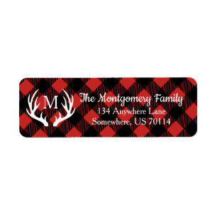 Rustic White Deer Antlers Buffalo Check Plaid