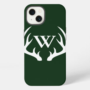 Rustic White Deer Antlers Custom Monogram iPhone 13 Case