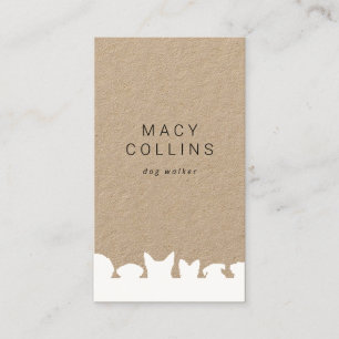 Rustic white dog silhouette kraft business card