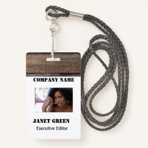 Rustic White Employee Photo ID Company Security  ID Badge