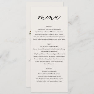 Rustic white floral and stag canopy barn wedding  menu