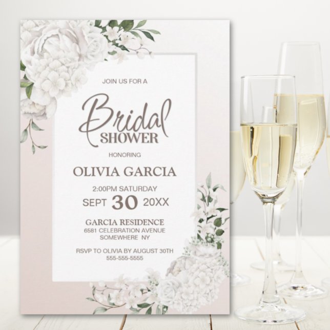 Rustic White Floral Bridal Shower Invitation (Creator Uploaded)