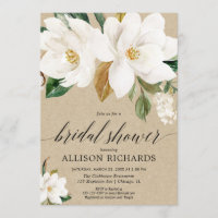 Rustic white floral magnolia flower bridal shower