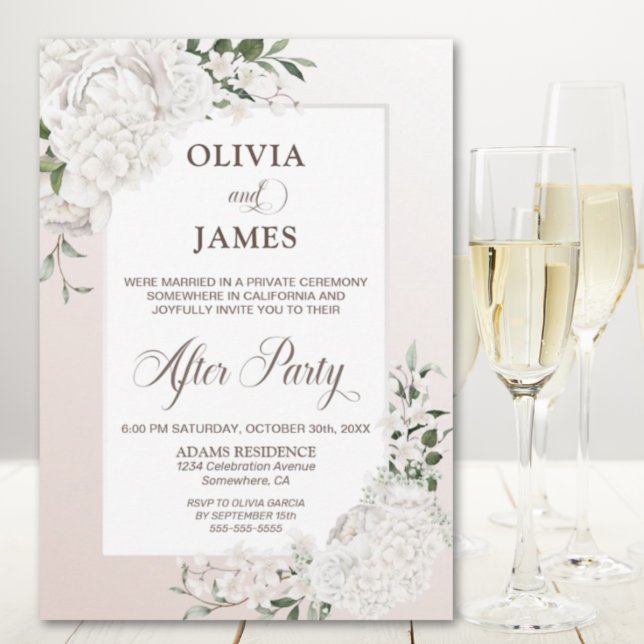 Rustic White Floral Wedding After Party Invitation (Creator Uploaded)
