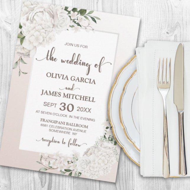 Rustic White Floral Wedding Invitation (Creator Uploaded)