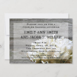 Rustic White Flowers Couples Shower Invitations