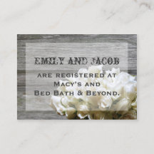 Rustic White Flowers Registry Insert Cards