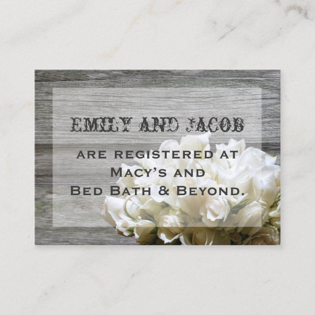 Rustic White Flowers Registry Insert Cards (Front)