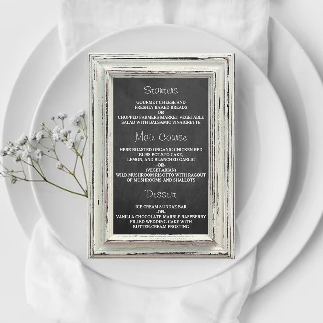 Rustic White Frame & Chalkboard Wedding Collection Menu (Creator Uploaded)