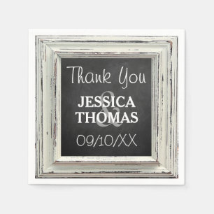 Rustic White Frame & Chalkboard Wedding Collection Napkin