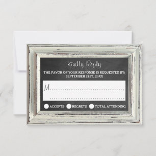 Rustic White Frame & Chalkboard Wedding Collection RSVP Card