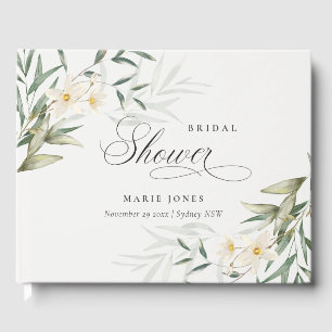 Rustic White Greenery Floral Bunch Bridal Shower Guest Book