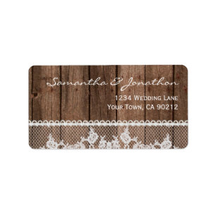 Rustic White Lace and Wood Label