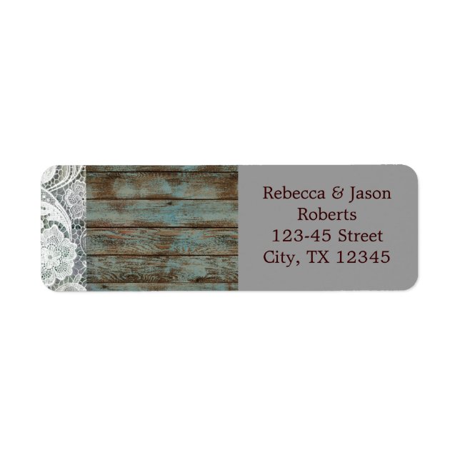 rustic white lace teal barn wood wedding (Front)