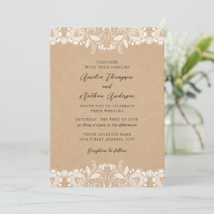 Rustic White Lace Wedding Invitation