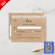 Rustic White Lace Wedding RSVP For Matching Inv