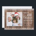 Rustic White Lace & Wood Christmas Flat Photo Card<br><div class="desc">Rustic White Lace & Wood Christmas Flat Photo Card</div>