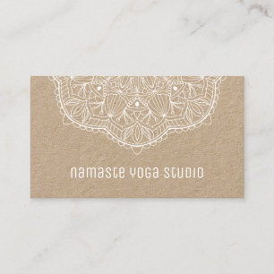 Rustic White Mandala Yoga Studio Instructor  Business Card