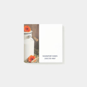 Rustic White Milk Jug with Orange Flowers Photo Post-it Notes