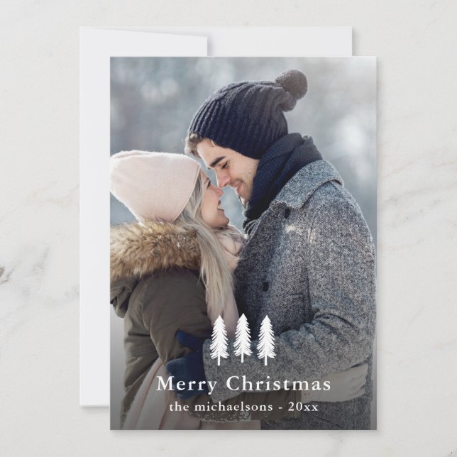 Rustic White Pine Trees Christmas Holiday Photo (Front)