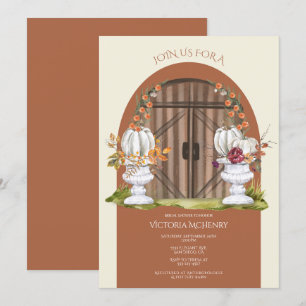 Rustic White Pumpkin Arch Bridal Shower Invitation
