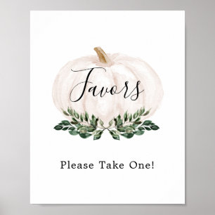 Rustic White Pumpkin Favors Please Take One Sign
