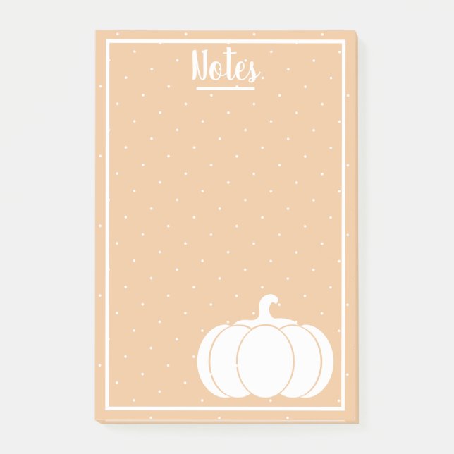 Rustic White Pumpkin & Harvest Orange Post-it Notes (Front)